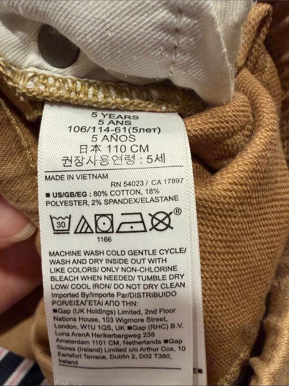 Gap Denim Kids Tan Pull-On Pants size 5